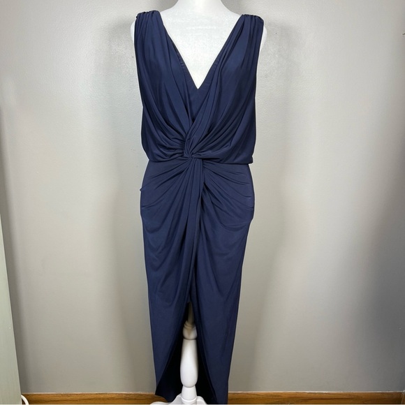 MISA Los Angeles Leza Gathered Crossover Sleeveless Tulip Maxi Dress Size Small - Picture 2 of 12